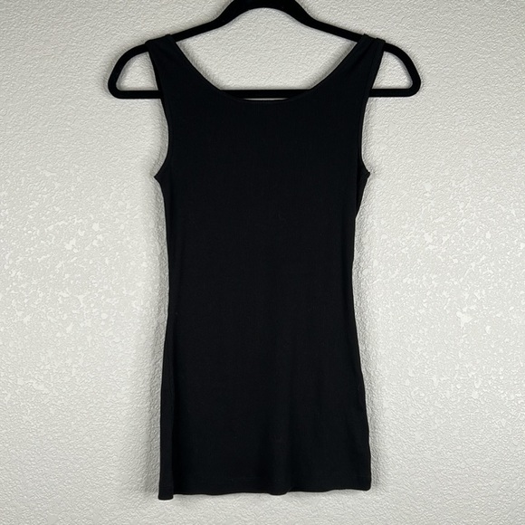 LOFT Ann Taylor Black Embroidered V-Neck Cotton Tank Top Size Small - Picture 3 of 5